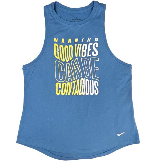 Nike MEDIUM Dry-Fit Warning Good Vibes Can Be Contagious Athletic Tank Top - Picture 8 of 11